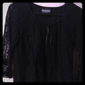 Black shirt with lace sleeves